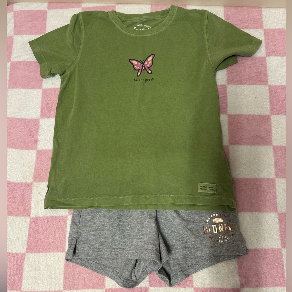 Life Is Good Green and Gray Kids Matching Set